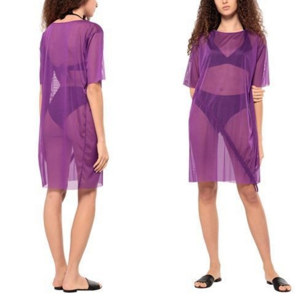 NEW Wolford Ladies Transparent Soft Tulle Yoon Beach Cover Up In Amethyst Size M